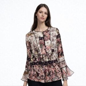 NWT Zara Size S Floral Flowy Ruffled Blouse